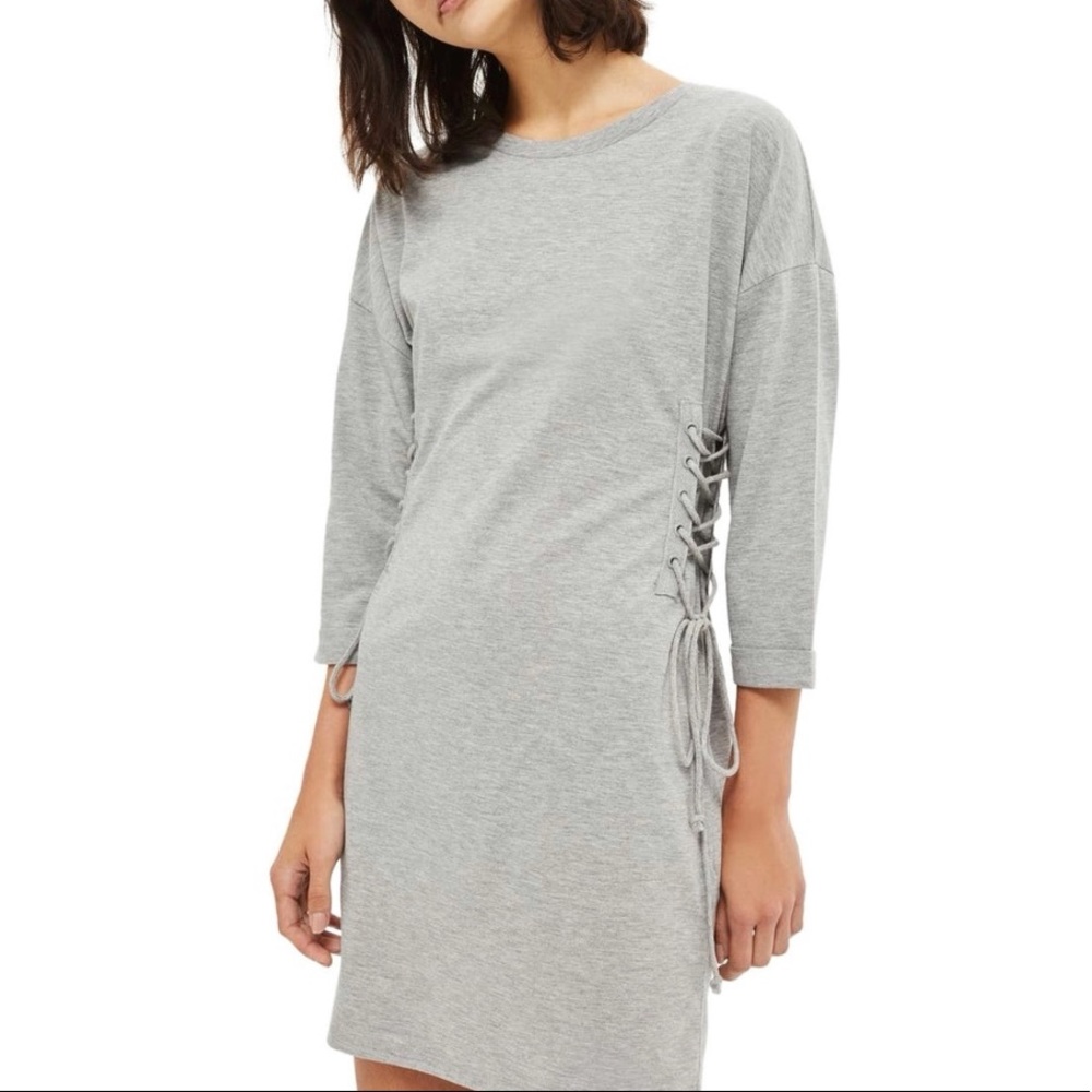 Top shop Grey Lace Up Tunic Dress